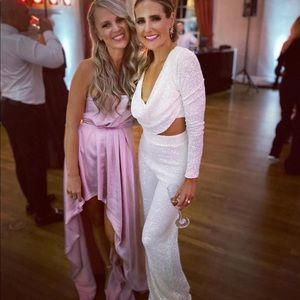 Revolve satin dress with high slit